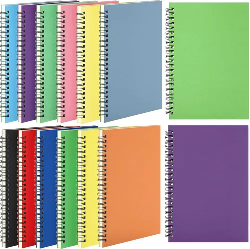 Vista 12 de Leelosp 12 cuadernos pequeños en espiral forrados en espiral, cuaderno con rayas universitarias, cubierta de papel kraft encuadernado con alambre
