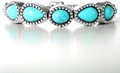 Vista 4 de Jessica Simpson Pulsera deslizante de piedra turquesa para mujer, pulsera de plata oxidada o dorada con turquesa