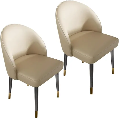Vista 22 de YVYKFZD Juego de sillas de comedor, silla de comedor de cuero con respaldo curvo, sillas de cocina sin brazos, silla auxiliar tapizada cómoda