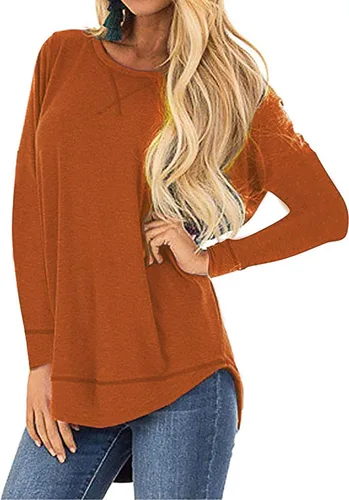 Vista 2 de Cutekolve Camisetas para mujer, de manga larga, casuales, de otoño, holgadas, túnicas, con abertura lateral