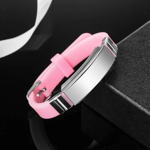 Vista 4 de MOWOM Medical - Pulsera de silicona con grabado personalizado, con identificación, alerta médica, pulsera ajustable para hombres, mujeres, niños