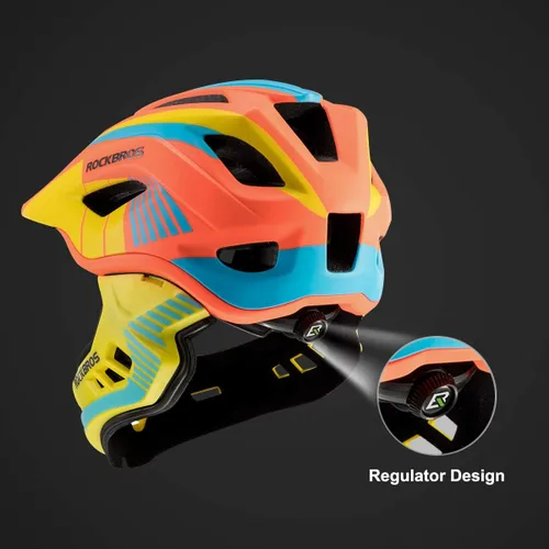 Vista 4 de ROCKBROS Casco integral para niños Cascos de bicicleta para niños Casco ligero de bicicleta de montaña para niños pequeños Desmontable para MTB BMX