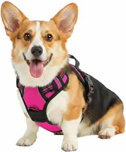 Vista 12 de Arnés para perro sin tirones, arnés reflectante cómodo ajustable con mango de fácil control delantero y trasero, acolchado suave para mascotas