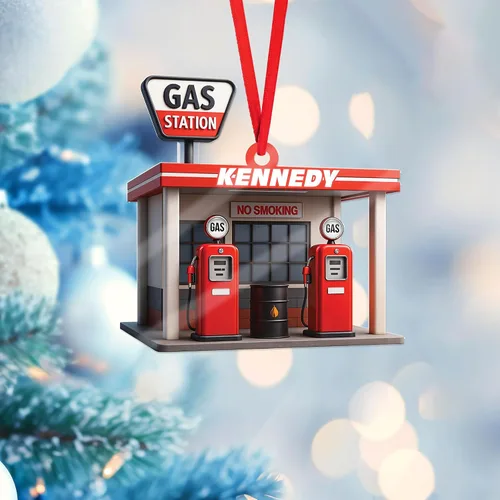 Vista 5 de Adorno de Navidad personalizado con bomba de gas, decoración retro personalizada para árbol de vacaciones, recuerdo único para trabajadores