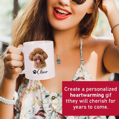 Vista 4 de Taza personalizada con foto de perro, taza de perro personalizada, taza de retratos de mascotas personalizada, tazas con nombre personalizado