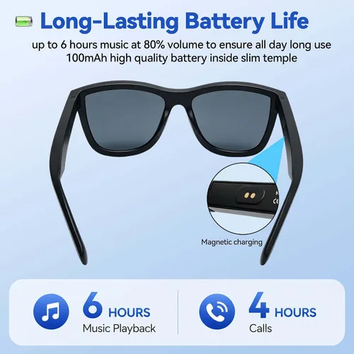 Vista 7 de Lentes inteligentes AI, gafas de sol azules Bluetooth