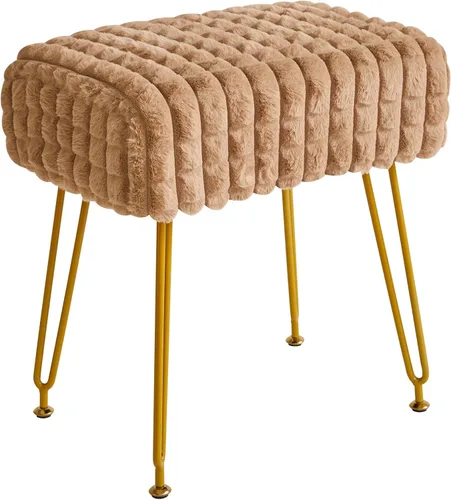 Vista 12 de IBUYKE Taburete Rectángulo con Reposapiés Otomano, Taburete de Tocador de Maquillaje, Mesa Auxiliar, Asiento de Tocador de Terciopelo, Silla