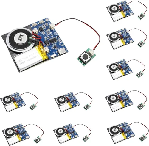 Vista 10 de Módulo XLW - Módulo de sonido activado por botón de 16MB con altavoz, cable tipo C y capacidad de grabación fácil de 16 minutos para saludos Azul-1