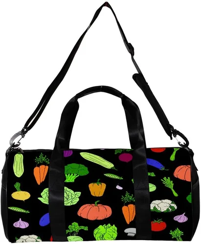 Vista 2 de LEVEIS Healthy Vegetables Sports Duffel Bag Travel Tote Carry on Weekender Gym Overnight Bag for Men & Women