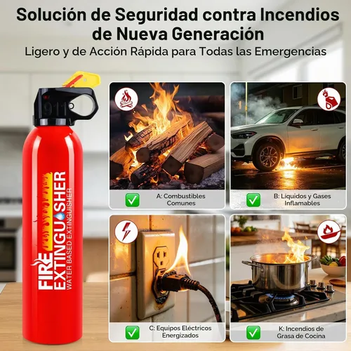 Vista 2 de Extintor de Incendios para el Hogar - Paquete de 2 Extintores de Incendios para Automóvil con Soporte de Pared, Extintor de Incendios Pequeño A B C