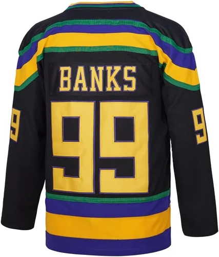 Vista 3 de D-5 Camiseta Mighty Ducks #33 Goldberg #66 Bombay #96 Conway #99 Banks Jersey, camiseta de hockey sobre hielo para hombre, S-XXXL