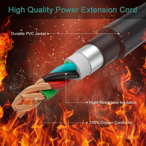Vista 4 de Rophor Cable de extensión para secadora de 4 puntas, 30 amperios NEMA 14-30P a 14-30R cable de extensión para extensión de alimentación de secadora