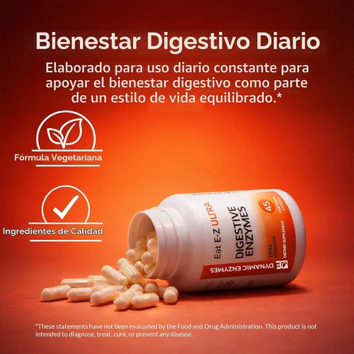 Vista 5 de Eat E-Z Suplemento de enzimas digestivas ultra avanzadas, fórmula multienzimática de amplio espectro para comidas más pesadas y difíciles de digerir