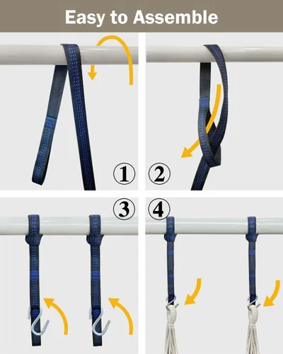 Vista 5 de Halalona Silla Hamaca Colgante Silla Hamaca Colgante Columpio de Cuerda 2 Cojines Incluidos - Hamaca Columpio Resistente y Duradera de Algodón Suave