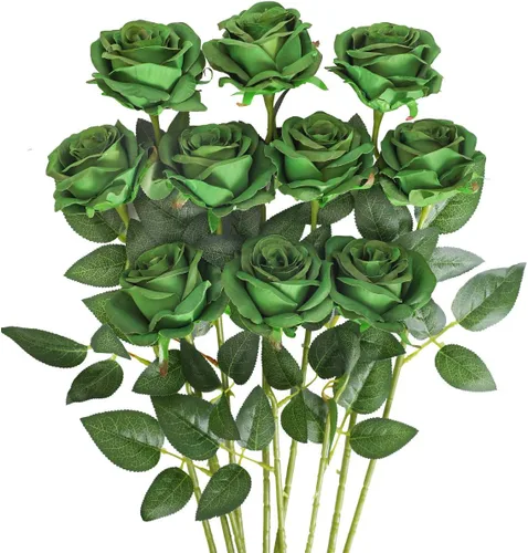 Vista 11 de Pack de 10 rosas artificiales Luyue, para decoración en fiestas, bodas, etc