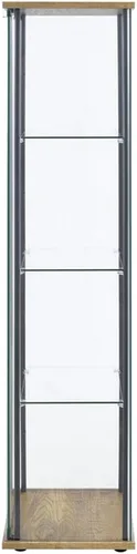 Vista 7 de BOWERY HILL 3 Shelf Glass Curio Cabinet, Sandy Black Metal Frame, Engineered Wood Top and Base, Clear Glass Panels, Laminate Veneer Finish