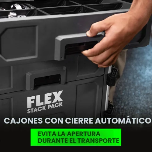 Vista 2 de FLEX STACK PACK - Caja de herramientas de 3 cajones con sistema de almacenamiento, FS1105, gris/negro