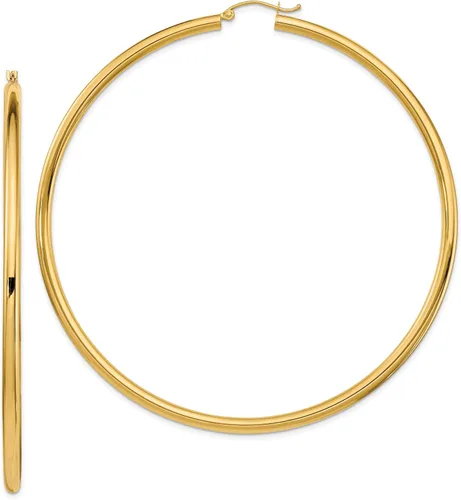 Vista 8 de Aretes de aro ligeros clásicos de 0.551 in en oro amarillo real de 14 quilates