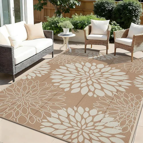 Vista 27 de Ileading Alfombra impermeable para exteriores de 5 x 8 pies, reversible, de paja de plástico, portátil, para interiores y exteriores, caravana