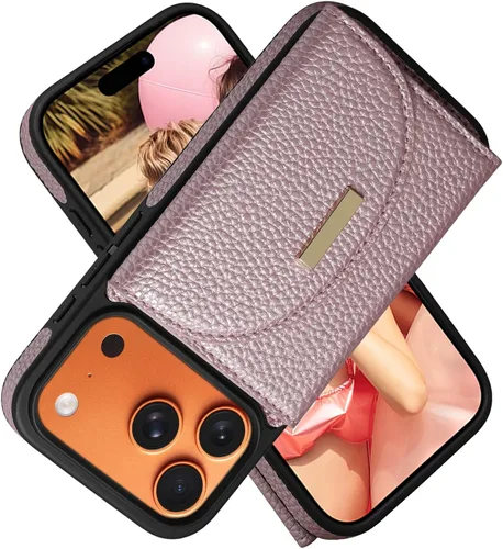 Vista 35 de Funda tipo cartera de Keallce para iPhone 14 Pro de 6.1 pulg., funda con tapa y ranuras para tarjetas, soporte con anillo, funda protectora de piel