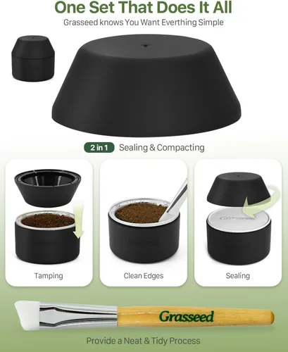 Vista 8 de Grasseed Kit de cápsulas reutilizables VertuoLine para cápsulas Nespresso con 50 tapas de sellos de papel de aluminio, cápsulas de café recargables