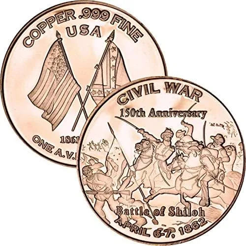 Vista 6 de Jig Pro Shop Serie Civil War 1 oz .999 Medallón de cobre puro