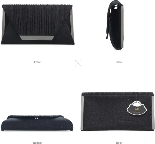 Vista 4 de AO ALI VICTORY Bolsos de mano con purpurina para mujer, bolsos de noche, embragues con solapa, sobre bolsos, bolsos grandes para bodas, fiestas