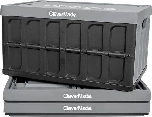 Vista 10 de CleverMade Contenedores de almacenamiento plegables con tapas, 46L paquete Obsidiana