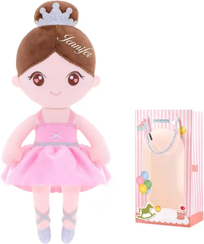 Vista 10 de Gloveleya - Ballet Girl - Muñeca de felpa suave personalizable con diseño de ballet para niñas, para regalo, color negro, de 13 pulgadas, con caja