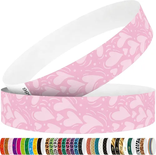 Vista 10 de Tyvek - Pulseras para eventos, diseño creativo de color, pulseras de papel de 3/4 pulgadas, paquete de 250 unidades para fiestas, agrupaciones, Negro