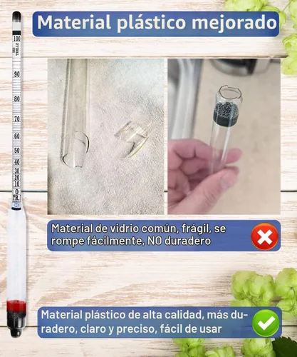 Vista 3 de CIMALAB Hidrómetro - Medidor de alcohol, hidrómetro de alcohol 0-200 a prueba e hidrómetro de alcohol tradicional, hidrómetro a prueba de alcohol