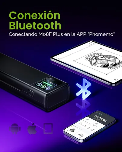 Vista 6 de Phomemo M08F Plus - Impresora de plantillas de tatuajes con pantalla táctil, máquina impresora de tatuajes Bluetooth con 10 piezas de papel
