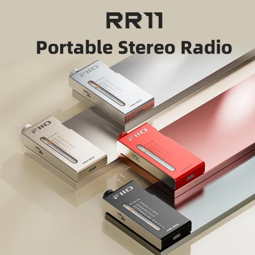 Vista 2 de FiiO RR11 Receptor de radio estéreo portátil HiFi FM con sintonización analógica PVR, efectos de sonido BASS+3D, 64MHz-108MHz