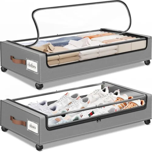 Vista 15 de SpaceHacks Almacenamiento Debajo de la Cama con Ruedas 1 Paquete Almacenamiento Debajo de la Cama con Ventana Transparente y Etiqueta Cajones Debajo