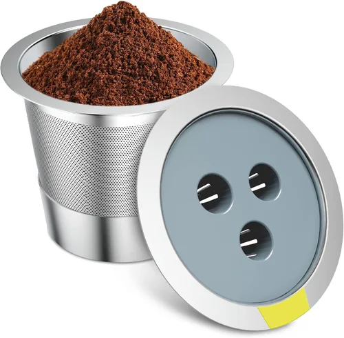 Vista 13 de Filtro de café reutilizable de acero inoxidable compatible con la cafetera Ninja, 4 filtros de café de cono Filtro de café de cesta, Filtros de café