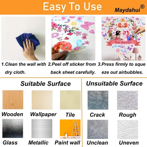 Vista 8 de Maydahui Calcomanías de pared coloridas para macetas de mariposa (40 x 16 pulgadas), calcomanías de pared para cocina, sala de estar, dormitorio