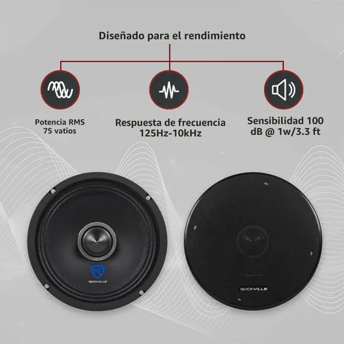 Vista 2 de Rockville RXM64 6.5 "150w 4 ohmios controlador de bajos medios altavoz de audio para coche de rango medio