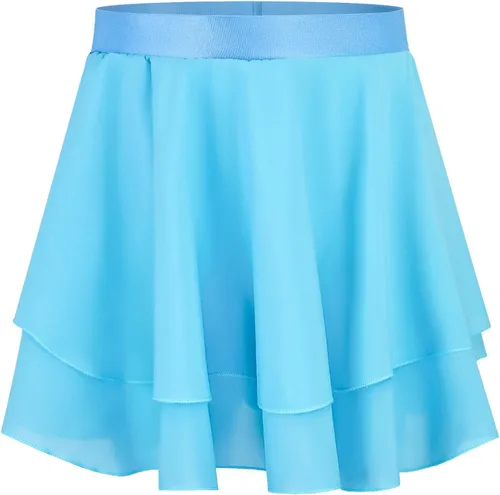 Vista 12 de Falda de Danza de Ballet para Niñas de 3 a 12 Años, Brillante, de Ponerse/Envolvente, Ropa de Danza de Gasa, Rosa, Negro, Blanco, Morado Negro
