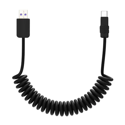 Vista 32 de chubbycable Curly Chubby - Cable de carga rápida USB C en espiral de 240 W, cable de carga retráctil trenzado duradero para automóvil compatible