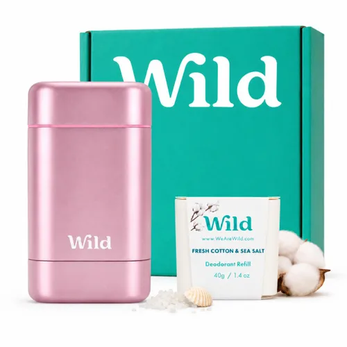 Vista 11 de Wild - Kit de inicio recargable de desodorante con estuche de agua y recarga perfumada de pomelo rosa y lima 1.4oz - Sin aluminio - Protección