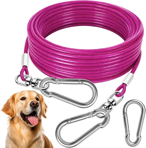 Vista 10 de Correa de Amarre para Perro - Cadena de Perro Resistente para Patio, Correa y Amarre al Aire Libre Azul/Morado/Verde/Rosa, 3.05/4.57/6.10/9.14Mts