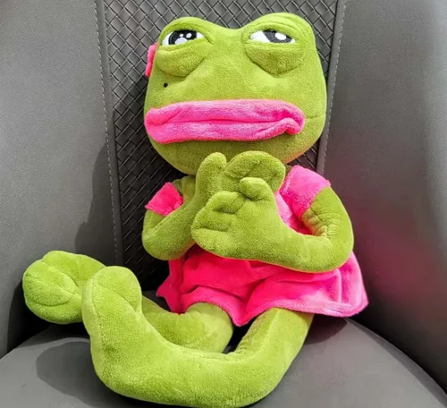 Vista 2 de Juguete de peluche de rana mágica y emotiva muñeca meme de rana, cristal de 17.7 pulgadas, ultra suave, lindo regalo para el hogar, juguete