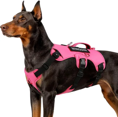 Vista 39 de WINGOIN Arnés táctico negro para perros pequeños, arnés resistente sin tirones con asa, arnés militar reflectante ajustable K9 para mascotas