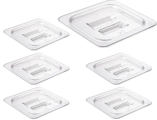 Vista 13 de CURTA Paquete de 6 bandejas de comida NSF, tamaño medio de 2 1/2 pulgadas de profundidad, plástico de policarbonato comercial transparente apto