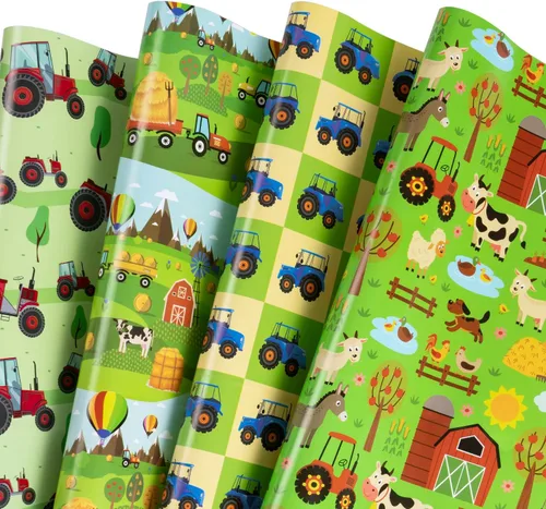 Vista 19 de WRAPAHOLIC Hoja de papel de regalo, 12 hojas con bonito diseño de animales para cumpleaños, vacaciones, fiestas, baby shower, 17.5 x 39.3 pulgadas