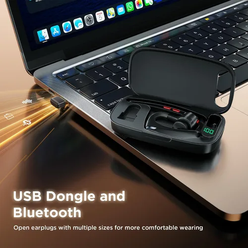 Vista 11 de Auriculares Bluetooth V5.3, auriculares inalámbricos con doble cancelación de ruido, estuche de carga, tiempo de espera de 300 horas, auriculares