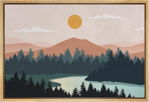 Vista 40 de SIGNFORD Lienzo Enmarcado Impresión Arte de Pared Océano Pastel Luz del Sol Puesta de Sol Horizonte Naturaleza Vida Silvestre Ilustraciones Arte