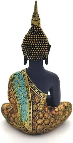 Vista 3 de Buddha Statue,16cm Thailand Buddha Sculpture, Green Resin Hand Made Buddhism Hindu Figurine, Home Decor