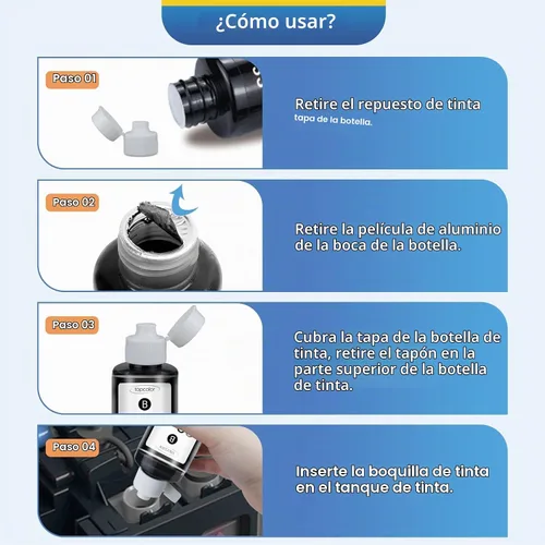 Vista 3 de Juego de 31 botellas de tinta negra 32XL compatibles con HP 31 32XL para Negro