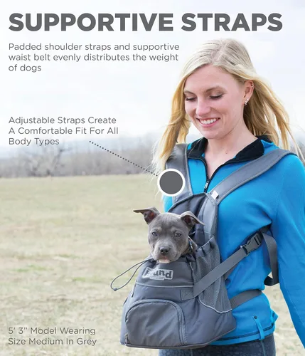 Vista 5 de Outward Hound PoochPouch Front Carrier para perros, pequeño, gris
